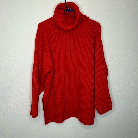 H & M Cowl Neck Red Orange Sweater Size XSmall - Picture 4 of 10
